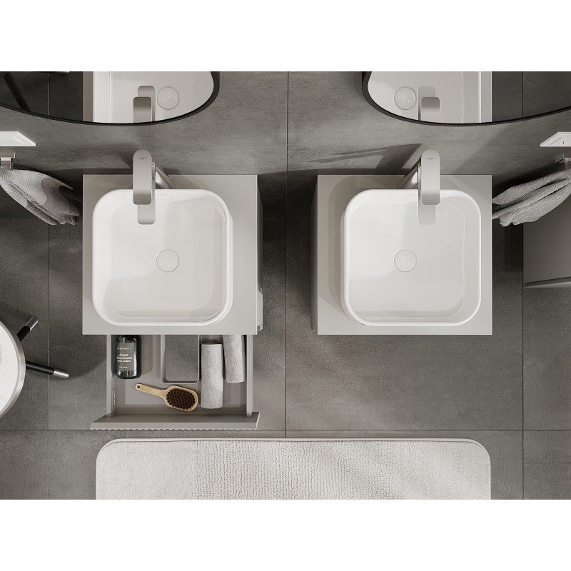 Mexen Rivel vannitoakapp kraanikausi jaoks 50 cm, 2 sahtlit, rihveldus, hall matt - 91A20-05047-2-BFF62
