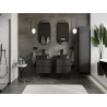 Mexen Rivel bathroom cabinet under sink 50 cm, 2 drawers, grooved, black matte - 91A20-05047-2-BFF71