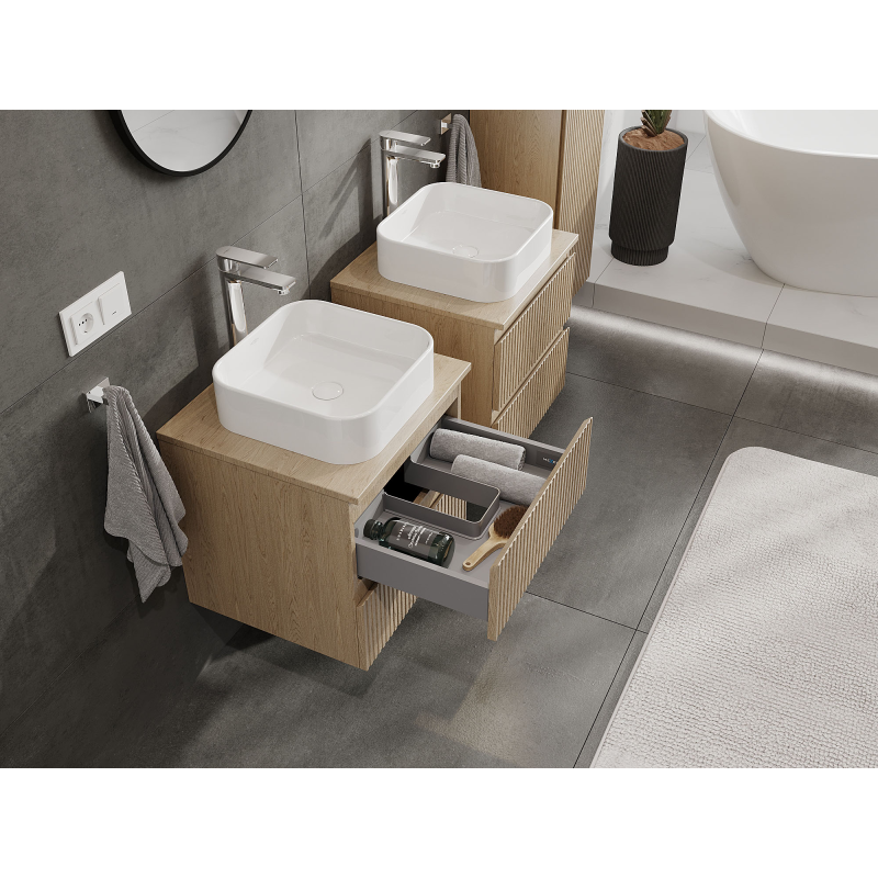 Mexen Rivel ντουλάπι μπάνιου κάτω από τον νιπτήρα 50 cm, 2 συρτάρια, αυλακωτό,