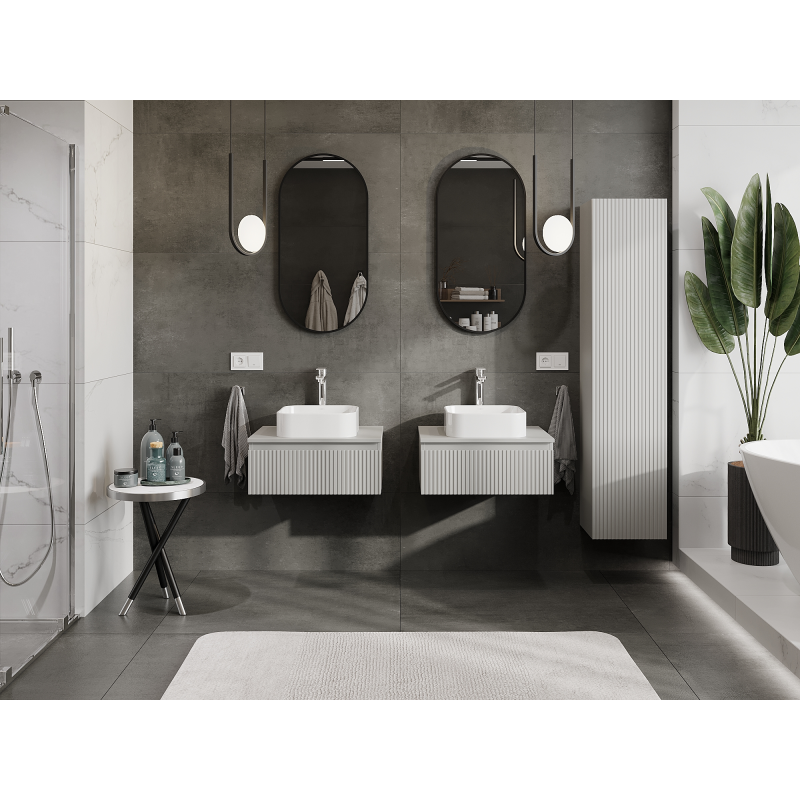 Mexen Rivel mobile da bagno sottolavabo 60 cm, 1 cassetto, scanalato, grigio opaco - 91A20-06023-1-BF62