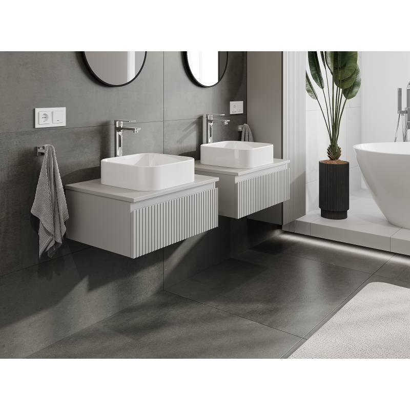 Mexen Rivel meuble de salle de bain sous lavabo 60 cm, 1 tiroir, rainuré, gris mat - 91A20-06023-1-BF62