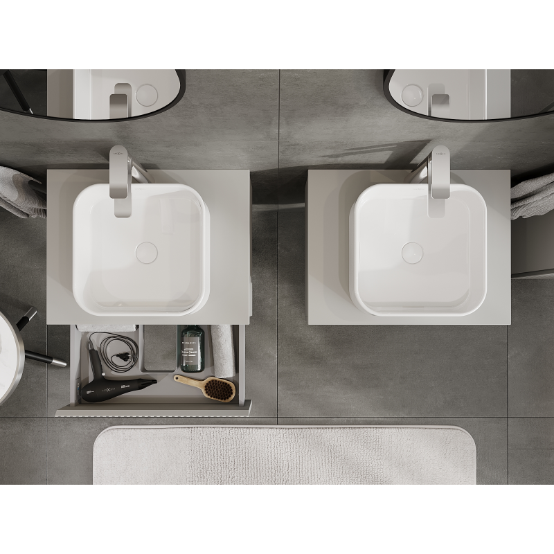 Mexen Rivel armário de casa de banho com lavatório 60 cm, 1 gaveta, ranhurado, cinzento mate - 91A20-06023-1-BF62