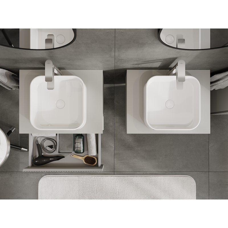 Mexen Rivel Badezimmerschrank 60 cm, 1 Schublade, geriffelt, grau matt - 91A20-06023-1-BF62