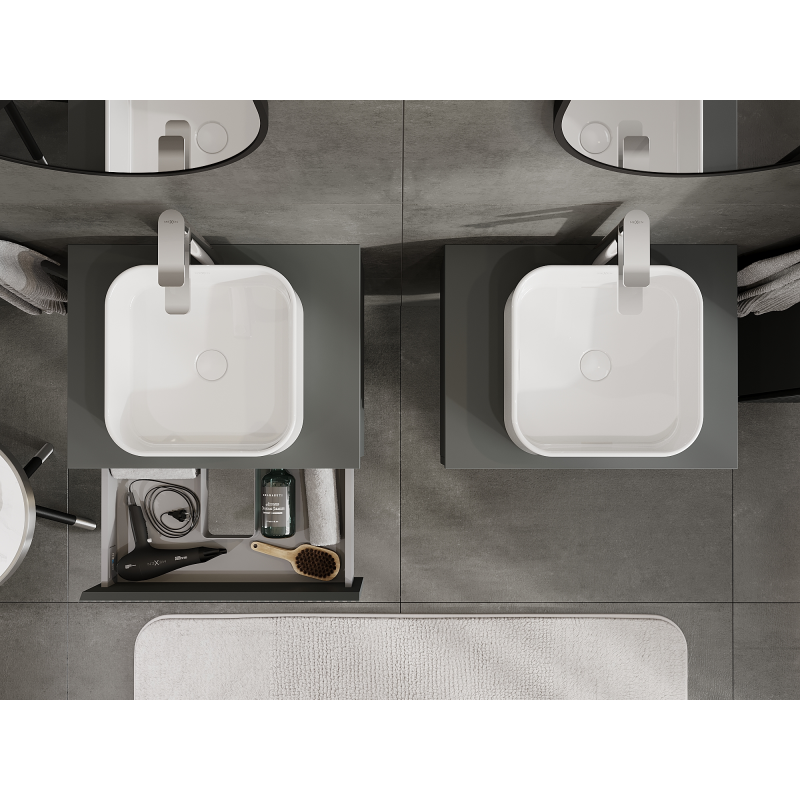 Mexen Rivel mueble de baño para lavabo 60 cm, 1 cajón, acanalado, grafito mate - 91A20-06023-1-BF66