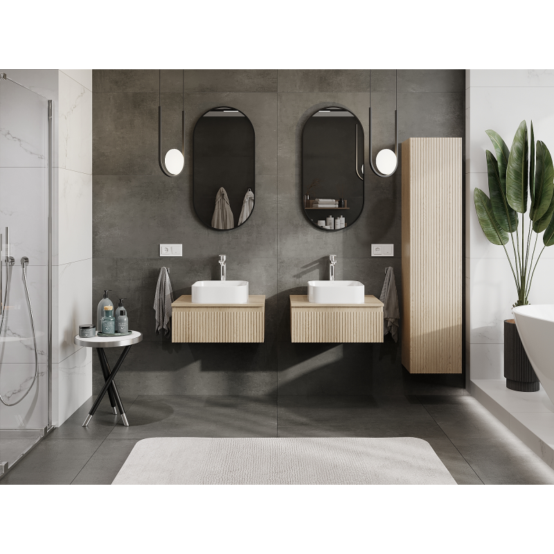 Mexen Rivel mueble de baño bajo lavabo 60 cm, 1 cajón, ranurado, roble - 91A20-06023-1-BF81