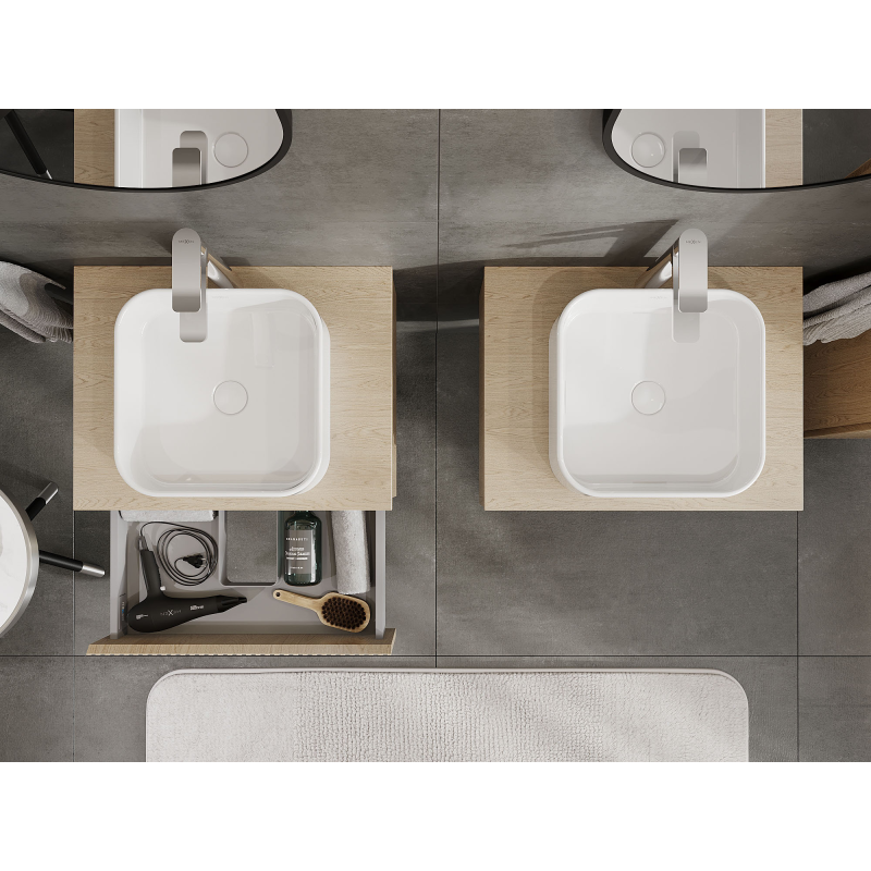 Mexen Rivel ντουλάπι μπάνιου για νιπτήρα 60 εκ., 1 συρτάρι, ραβδωτό, δρυς