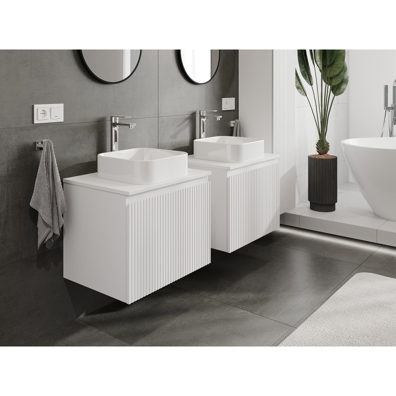 Mexen Rivel bathroom cabinet under washbasin 60 cm, 1 drawer, grooved, white matte - 91A20-06047-1-BF01