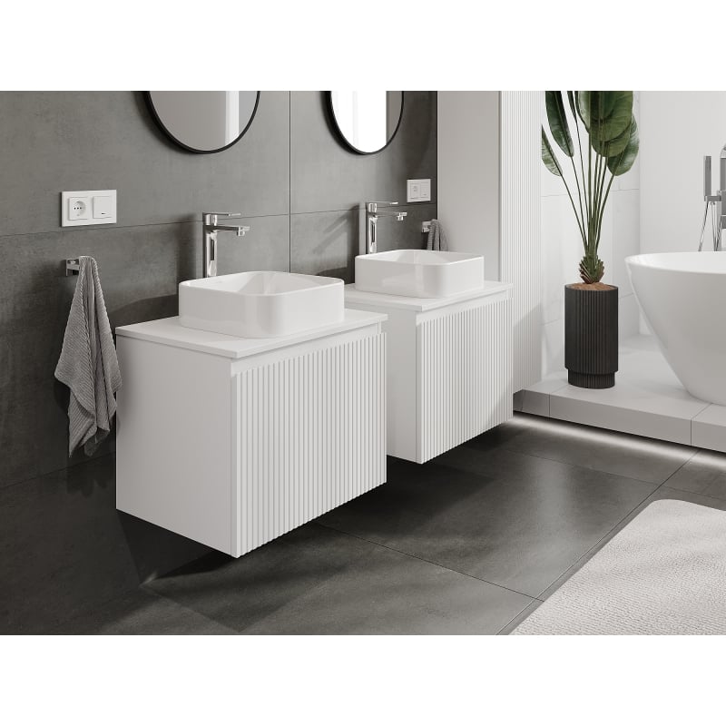Mexen Rivel vannitoakapp 60 cm, 1 sahtel, rihveldatud, valge matt - 91A20-06047-1-BF01