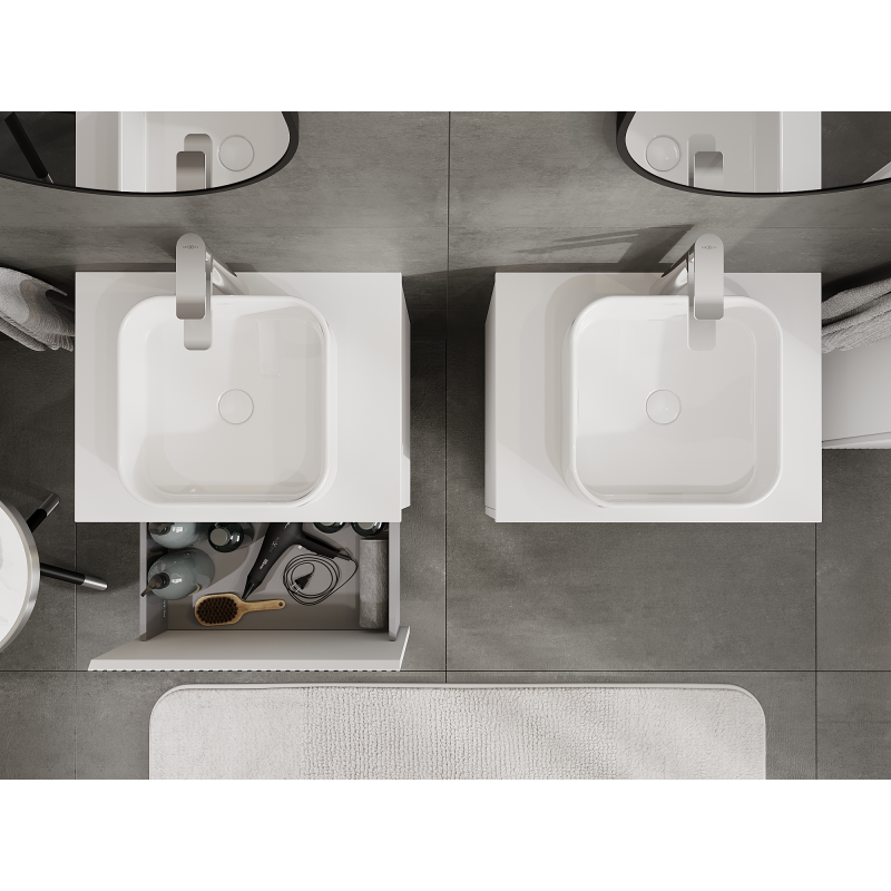 Mexen Rivel meuble de salle de bains sous lavabo 60 cm, 1 tiroir, rainuré, blanc mat - 91A20-06047-1-BF01