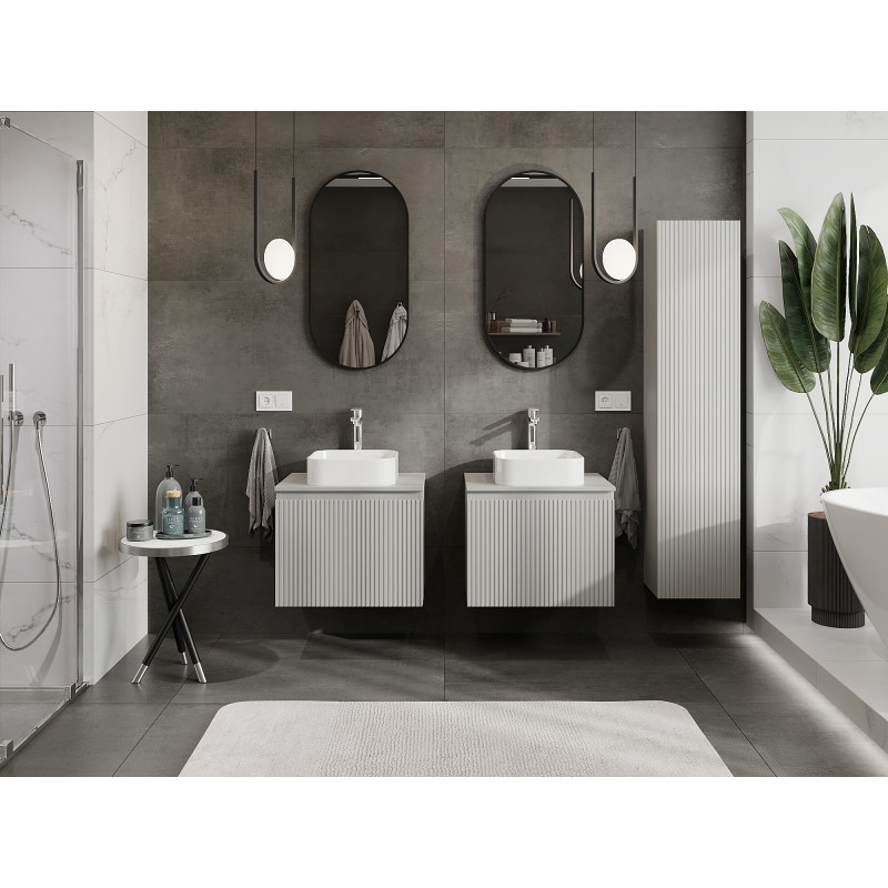 Mexen Rivel bathroom cabinet 60 cm, 1 drawer, fluted, matte grey - 91A20-06047-1-BF62