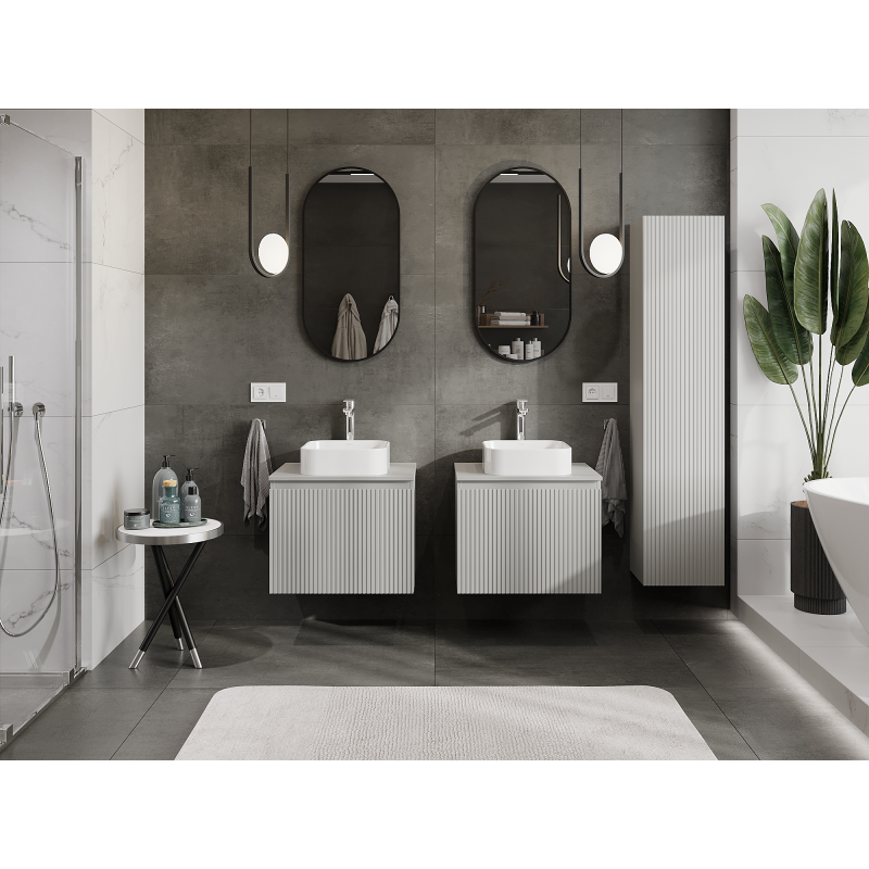 Mexen Rivel kylpyhuonekaappi pesualtaan alle 60 cm, 1 laatikko, uurrettu, harmaa matta - 91A20-06047-1-BF62