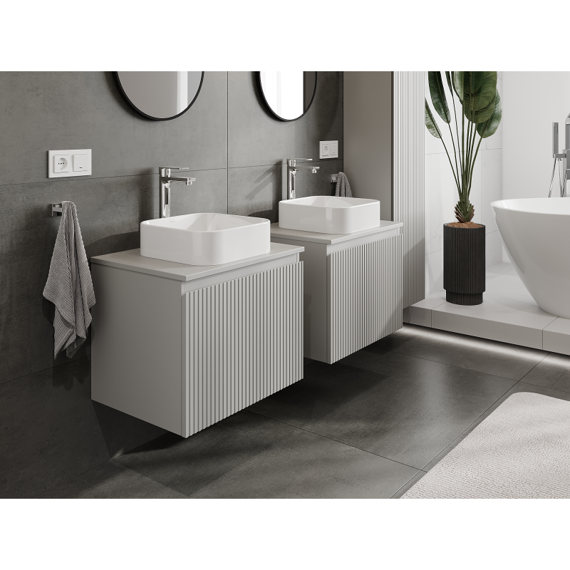 Mexen Rivel mobile da bagno sospeso 60 cm, 1 cassetto, scanalato, grigio opaco - 91A20-06047-1-BF62