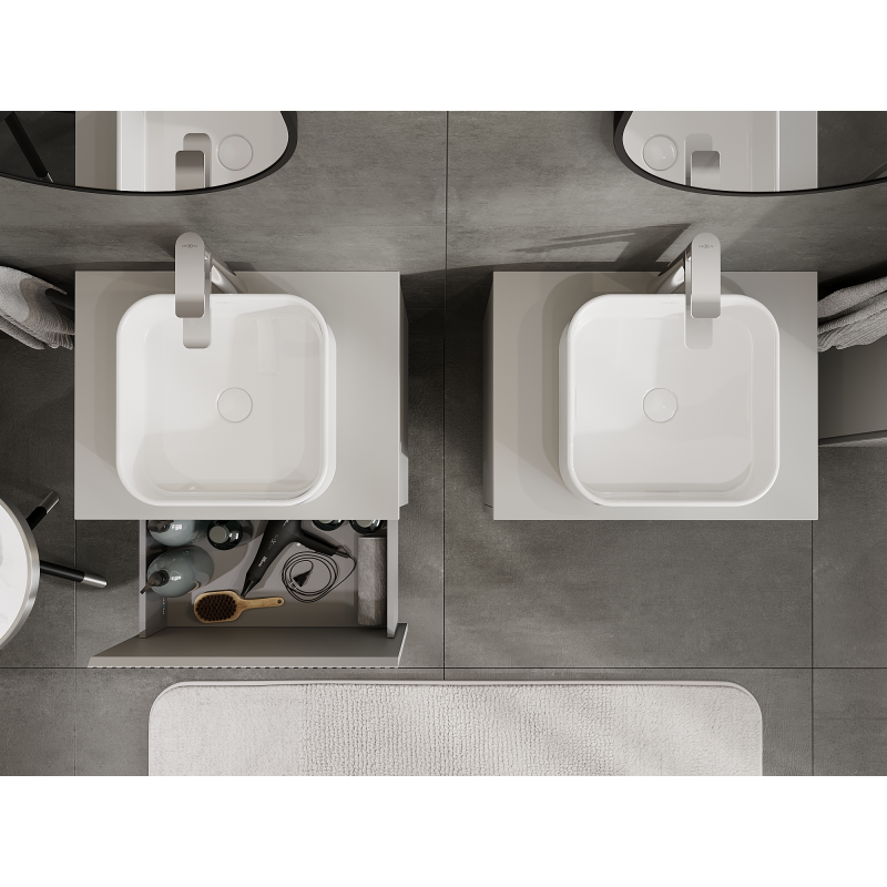 Mexen Rivel mueble de baño bajo lavabo de 60 cm, 1 cajón, acanalado, gris mate - 91A20-06047-1-BF62