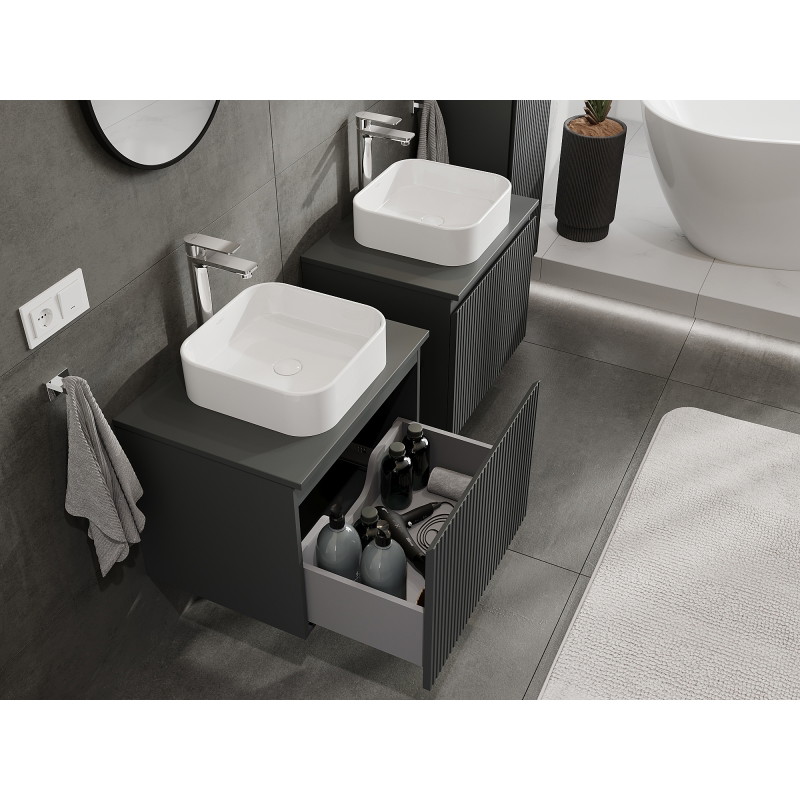 Mexen Rivel vannitoa valamu aluskapp 60 cm, 1 sahtel, sooneline, matt grafiit - 91A20-06047-1-BF66