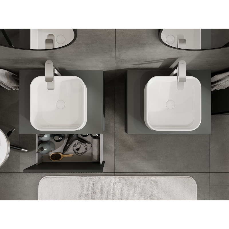 Mexen Rivel kopalniška omarica 60 cm, 1 predal, rebrasta, grafitna mat - 91A20-06047-1-BF66