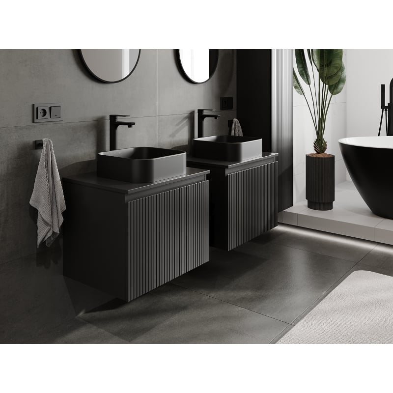 Mexen Rivel vannitoa kapp valamu alla 60 cm, 1 sahtel, soonikkoes, must matt - 91A20-06047-1-BF71