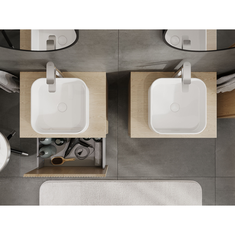 Mexen Rivel mobile da bagno con lavabo 60 cm, 1 cassetto, scanalato, rovere - 91A20-06047-1-BF81