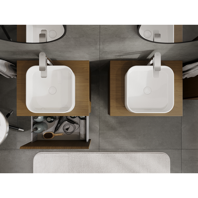 Mexen Rivel vannas istabas skapītis zem izlietnes 60 cm, 1 atvilktne, rievojums, valrieksts - 91A20-06047-1-BF86