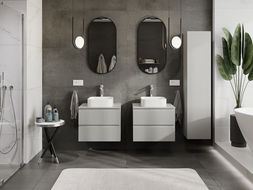 Mexen Rivel mueble de baño bajo lavabo 60 cm, 2 cajones, acanalado, gris mate - 91A20-06047-2-BFF62