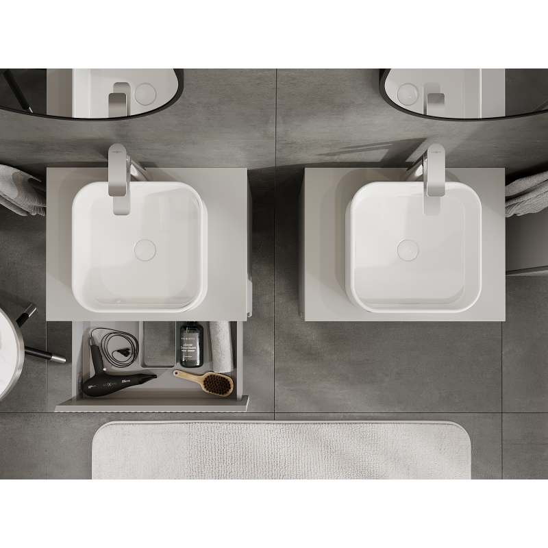 Mexen Rivel ντουλάπι μπάνιου για νιπτήρα 60 εκ., 2 συρτάρια, με ραβδωτή