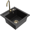 Mexen Vito 1-bowl granite sink with Telma kitchen tap, black/silver metallic - 6503-73-670200-50
