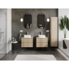 Mexen Rivel 60 cm Under-Sink Bathroom Cabinet, 2 Drawers, Grooved, Oak - 91A20-06047-2-BFF81