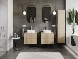 Mexen Rivel mueble de baño bajo lavabo 60 cm, 2 cajones, ranurado, roble - 91A20-06047-2-BFF81