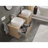 Mexen Rivel 60 cm Under-Sink Bathroom Cabinet, 2 Drawers, Grooved, Oak - 91A20-06047-2-BFF81