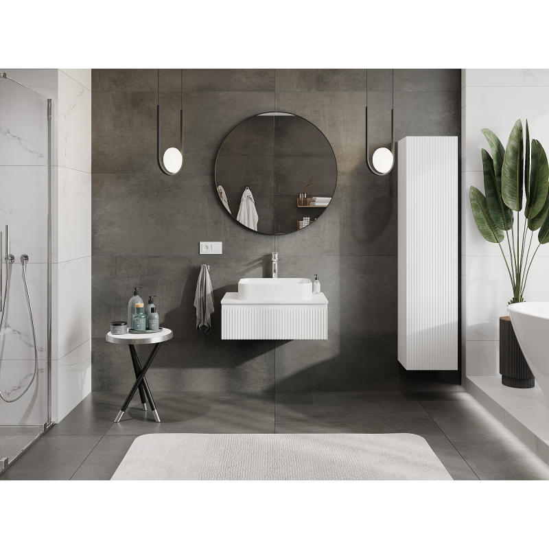 Mexen Rivel armário de casa de banho para lavatório 70 cm, 1 gaveta, canelado, branco mate - 91A20-07023-1-BF01