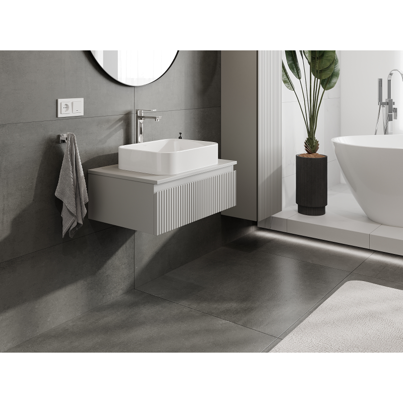 Mexen Rivel mobile bagno sospeso 70 cm, 1 cassetto, scanalato, grigio opaco - 91A20-07023-1-BF62