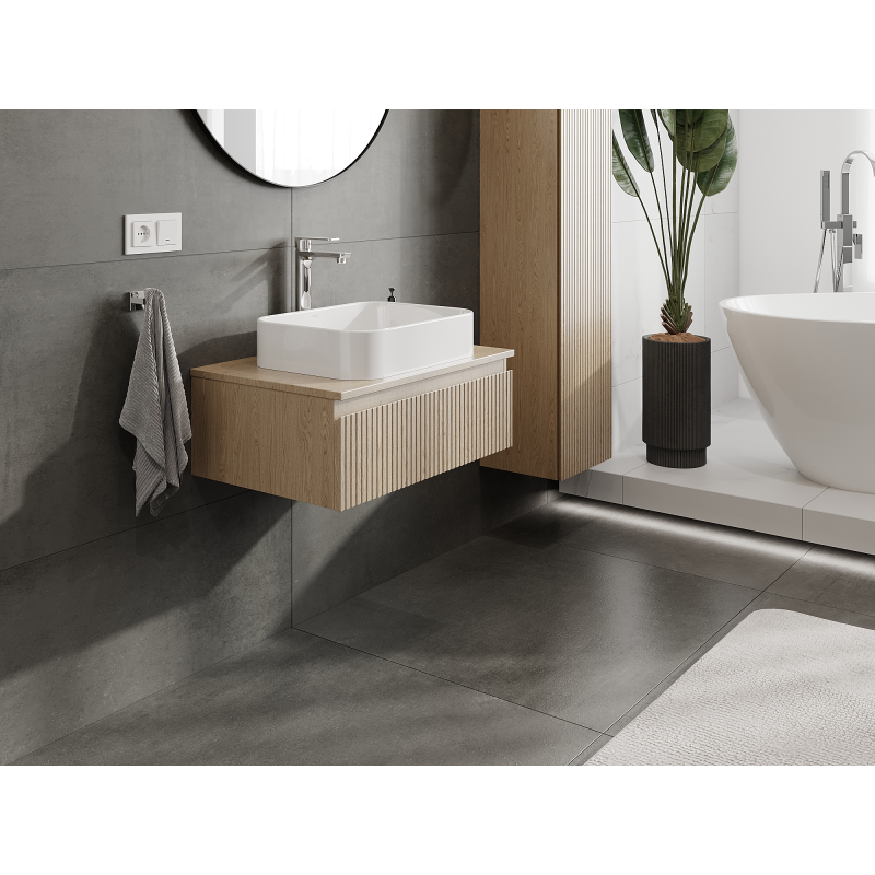 Mexen Rivel mobiletto da bagno sottolavabo 70 cm, 1 cassetto, scanalato, rovere - 91A20-07023-1-BF81