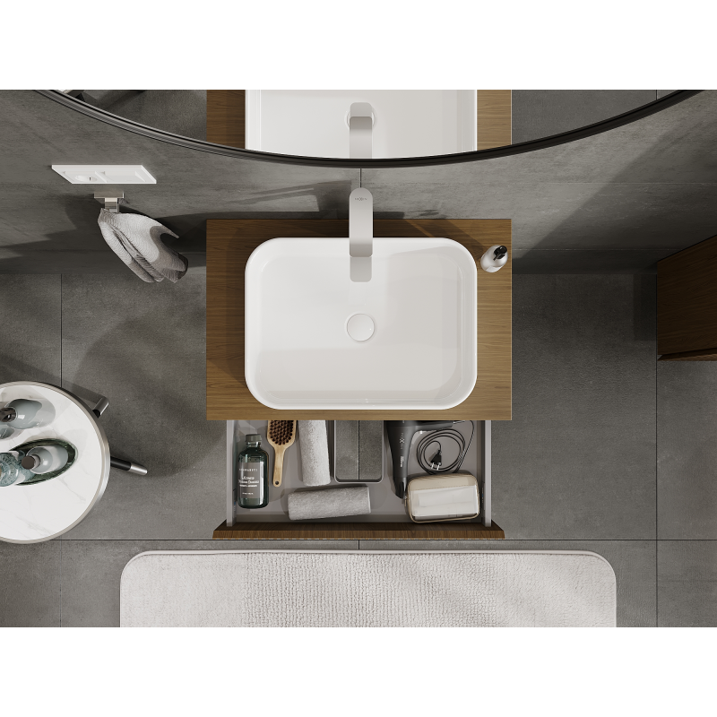 Mexen Rivel armario de baño bajo lavabo 70 cm, 1 cajón, estriado, nogal - 91A20-07023-1-BF86