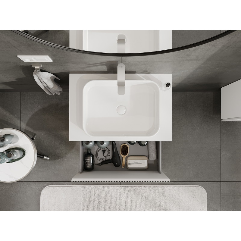 Mexen Rivel bathroom cabinet 70 cm, 1 drawer, grooved, matt white - 91A20-07047-1-BF01