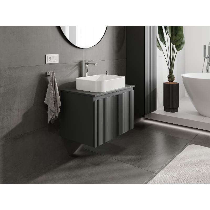 Mexen Rivel armário de casa de banho sob lavatório 70 cm, 1 gaveta, com ranhuras, grafite mate - 91A20-07047-1-BF66