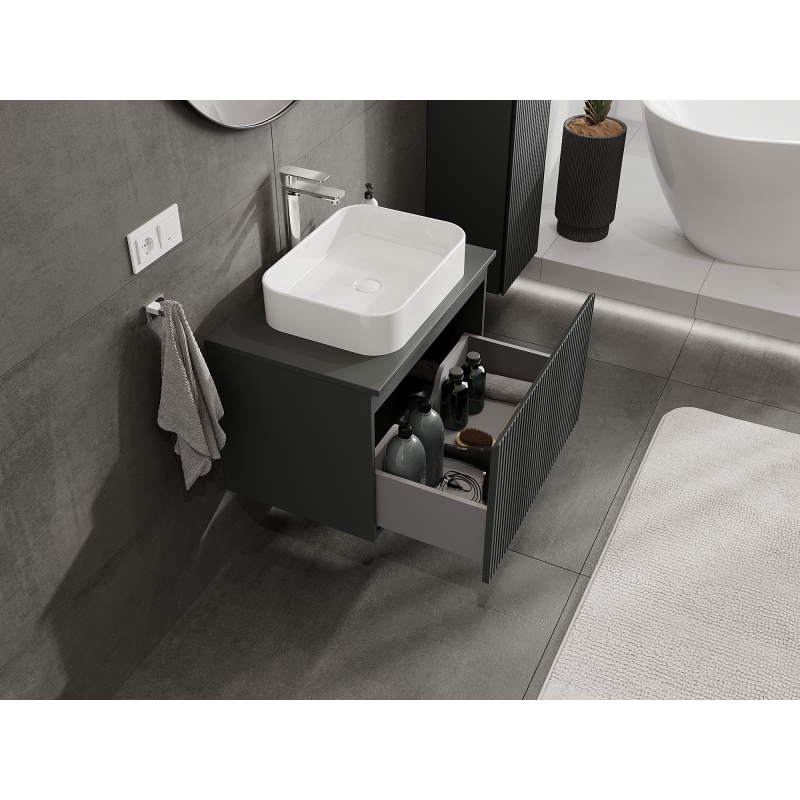 Mexen Rivel armário de casa de banho sob lavatório 70 cm, 1 gaveta, com ranhuras, grafite mate - 91A20-07047-1-BF66