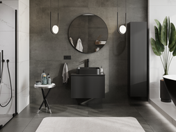 Mexen Rivel meuble de salle de bain sous lavabo 70 cm, 1 tiroir, rainuré, noir mat - 91A20-07047-1-BF71