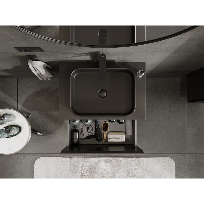Mexen Rivel mobile bagno sottolavabo 70 cm, 1 cassetto, scanalato, nero opaco - 91A20-07047-1-BF71