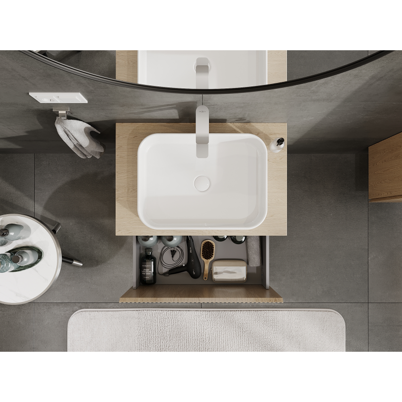 Mexen Rivel meuble de salle de bains sous-lavabo 70 cm, 1 tiroir, rainuré, chêne - 91A20-07047-1-BF81