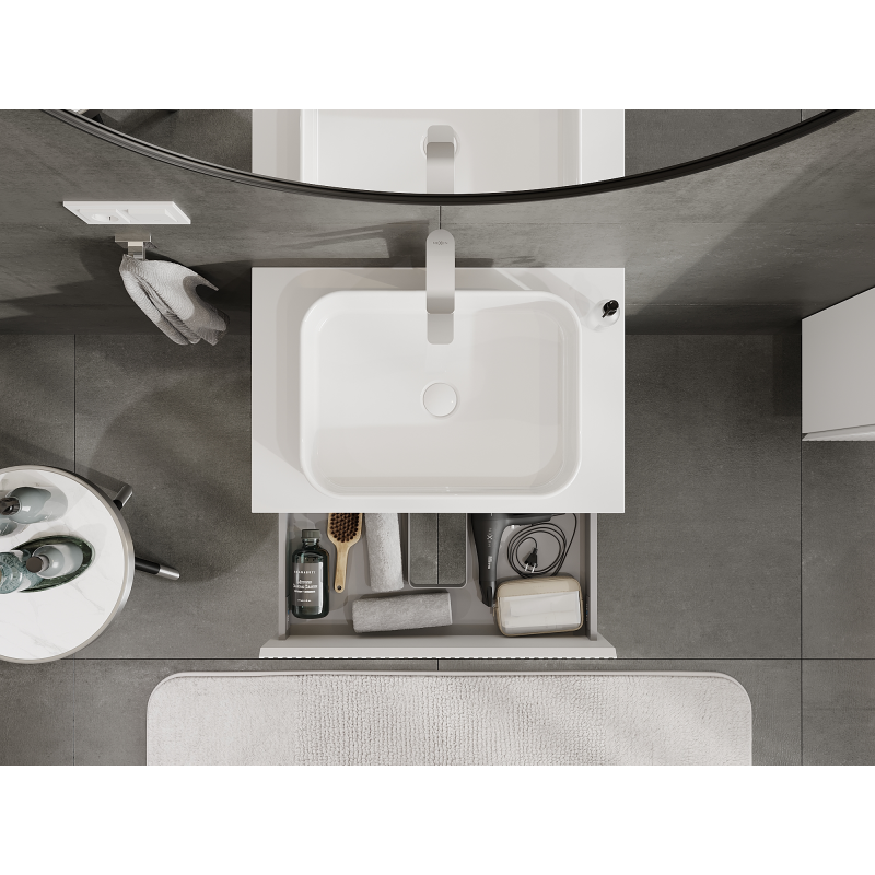 Mexen Rivel kylpyhuoneen allaskaappi 70 cm, 2 laatikkoa, uurrettu, valkoinen matta - 91A20-07047-2-BFF01