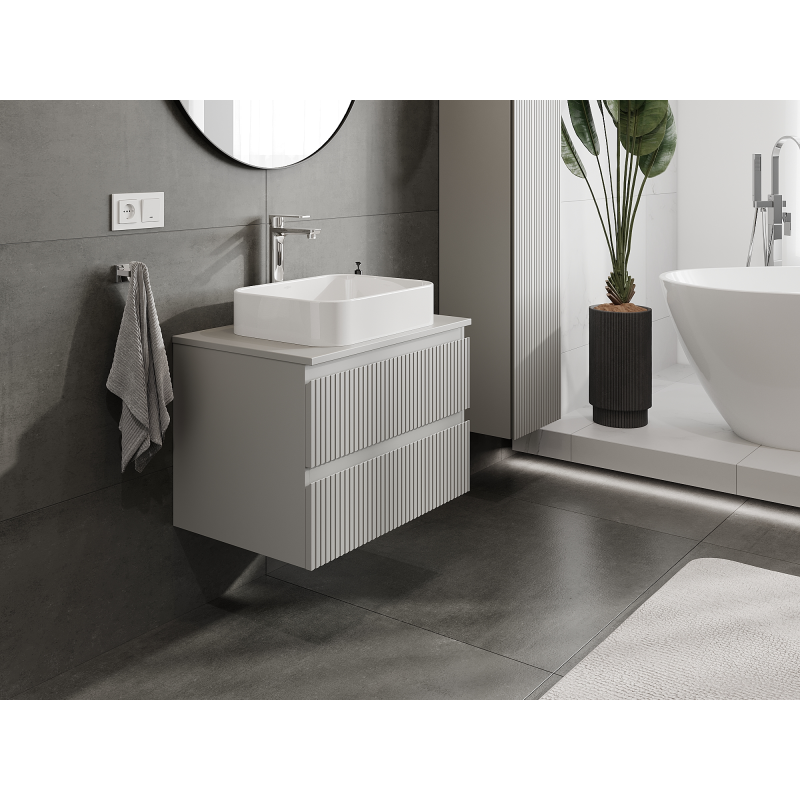 Mexen Rivel armário de casa de banho para lavatório 70 cm, 2 gavetas, estriado, cinzento mate - 91A20-07047-2-BFF62