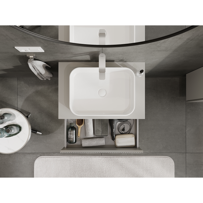 Mexen Rivel meuble de salle de bain sous-lavabo 70 cm, 2 tiroirs, rainuré, gris mat - 91A20-07047-2-BFF62