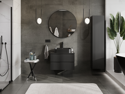 Mexen Rivel meuble de salle de bain sous lavabo 70 cm, 2 tiroirs, rainuré, noir mat - 91A20-07047-2-BFF71