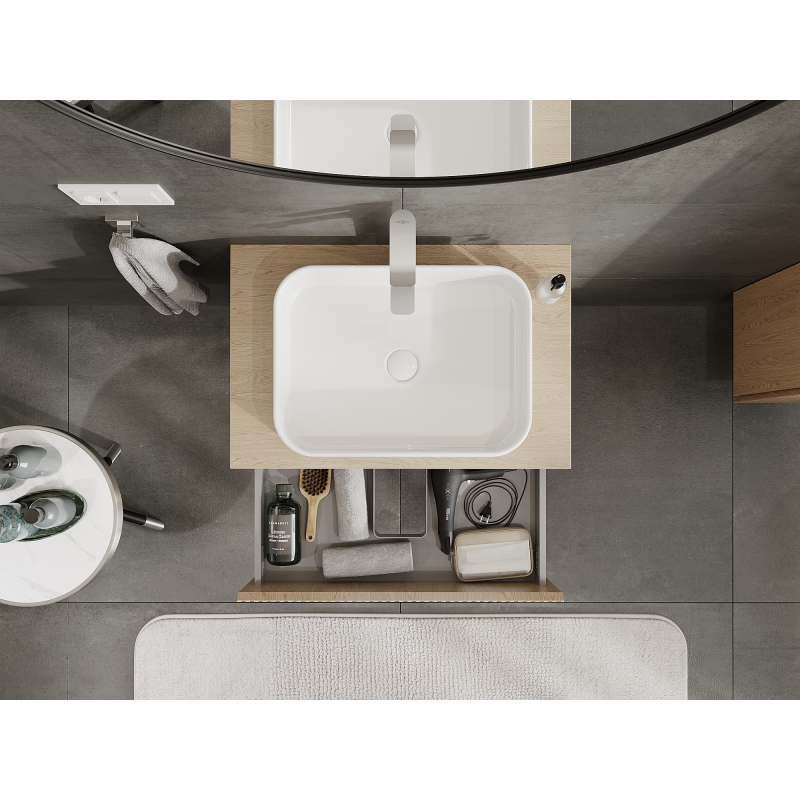 Mexen Rivel meuble de salle de bains sous lavabo 70 cm, 2 tiroirs, rainuré, chêne - 91A20-07047-2-BFF81