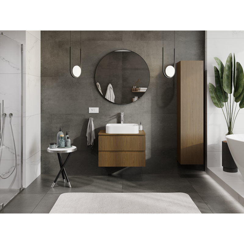 Mexen Rivel mueble de baño bajo lavabo 70 cm, 2 cajones, ranurado, nogal - 91A20-07047-2-BFF86