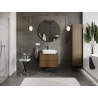 Mexen Rivel bathroom cabinet with basin 70 cm, 2 drawers, grooved, walnut - 91A20-07047-2-BFF86