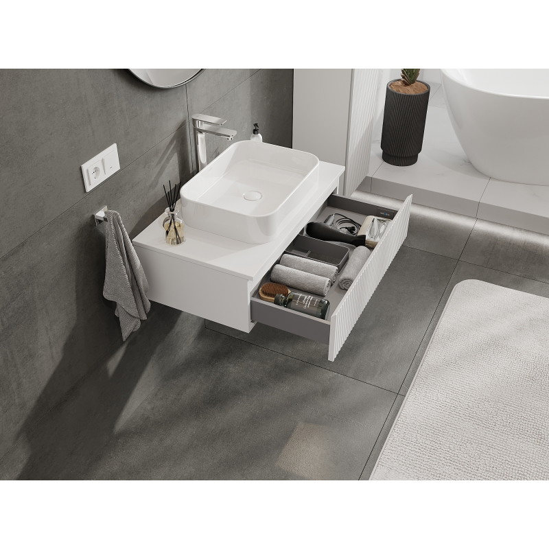 Mexen Rivel vannitoakapp valamualune 80 cm, 1 sahtel, soonitud, valge matt - 91A20-08023-1-BF01