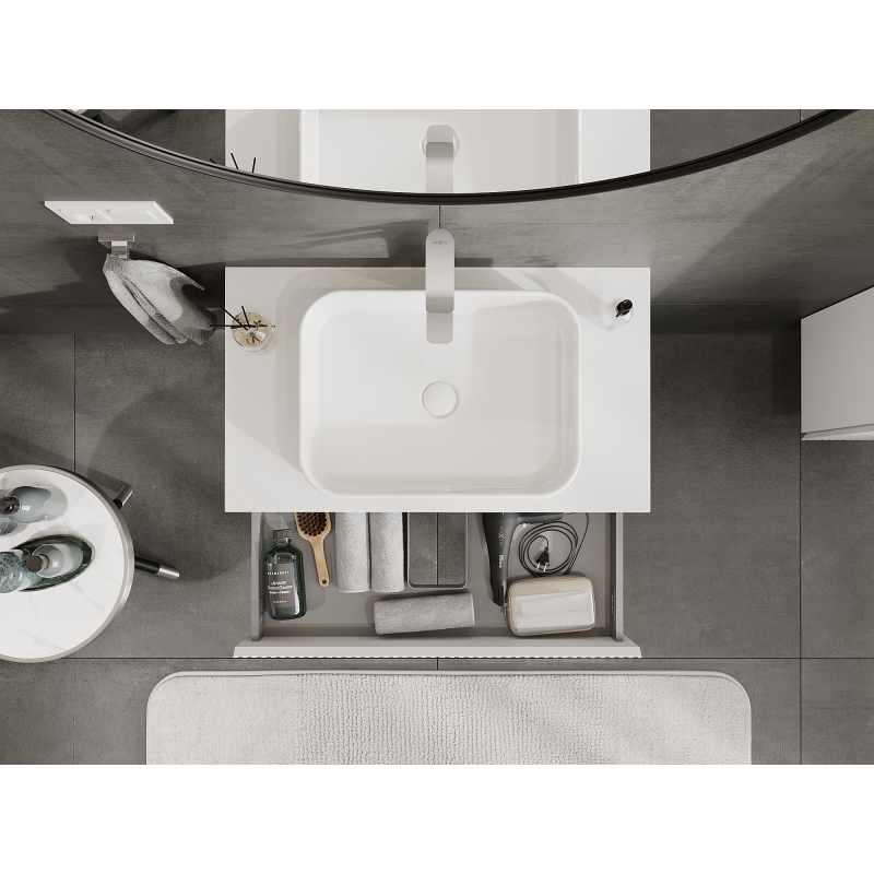 Mexen Rivel ντουλάπι μπάνιου υπό νιπτήρα 80 cm, 1 συρτάρι, αυλακωμένο, λευκό