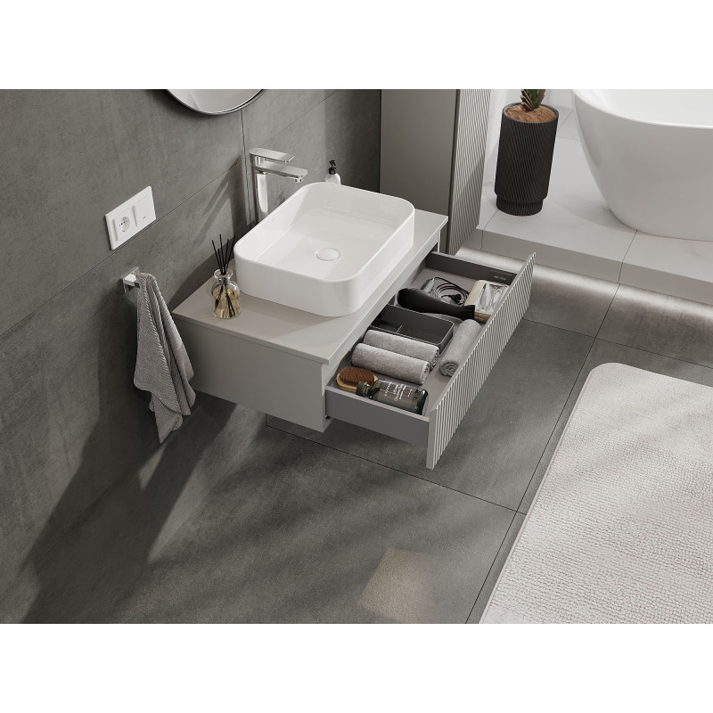 Mexen Rivel szafka łazienkowa podumywalkowa 80 cm, 1 szuflada, ryflowana , szara mat - 91A20-08023-1-BF62