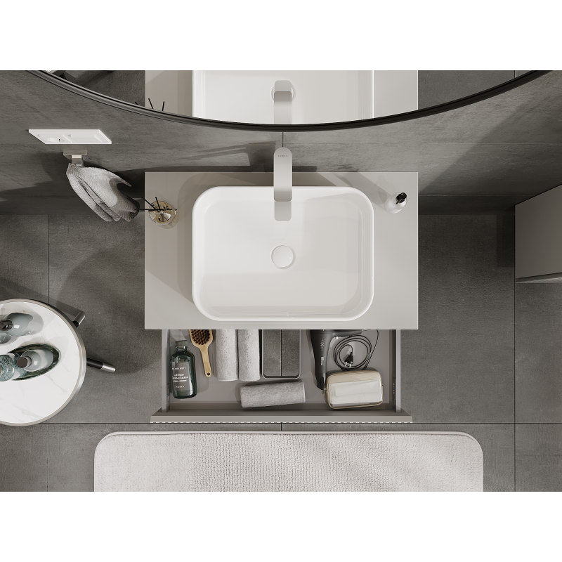 Mexen Rivel armário de casa de banho para lavatório 80 cm, 1 gaveta, ranhurado, cinza mate - 91A20-08023-1-BF62