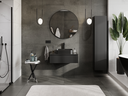 Mexen Rivel meuble sous-vasque de salle de bain 80 cm, 1 tiroir, rainuré, noir mat - 91A20-08023-1-BF71